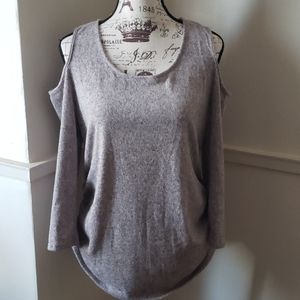 Gray Cold Shoulder Sweater